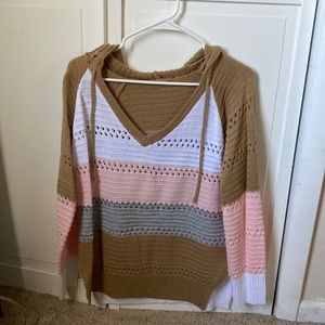 Hooded striped sweater